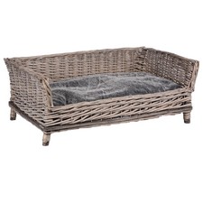UNUS&reg; Hundebett Hundekorb Hundek&ouml;rbchen aus Weide eckig mit Kissen grau