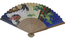 JAPANESE MAN ORNATE FILIGREE BAMBOO PAPER FOLDING HAND FAN
