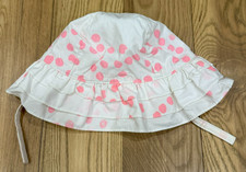 GYMBOREE: White Bucket Hat w/ straps  Pink Dotted Patterned, ONE SIZE, no tag