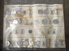 Lot Of 16 Vintage 1968 Shell Gas Mr President Tokens Coins With Collectors Sheet