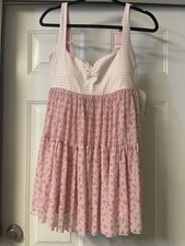 Blogilates Women's Sweetheart Babydoll Dress-Gingham size M