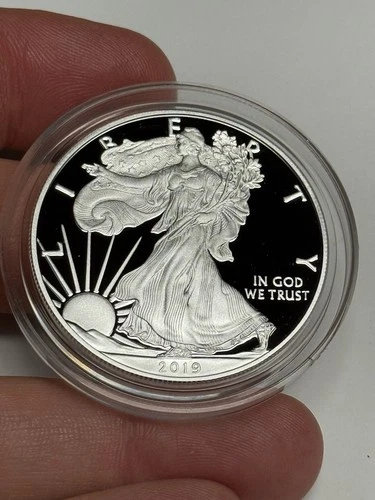 2019-W GEM PROOF American Silver Eagle Dollar in Capsule, $1 U.S. .999 Coin ASE
