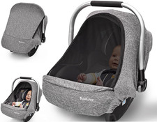 Baby Car Seat Cover Large Mesh Window Breathable Fabric Infant Windproof Canopy