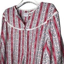 Lanz of Salzburg Flannel Nightgown Large 100 Cotton Floral Full Length VTG