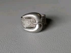 VTG Estate Jewelry .925 Silver Designer NF Belt & Buckle Statement Ring Size 7.5