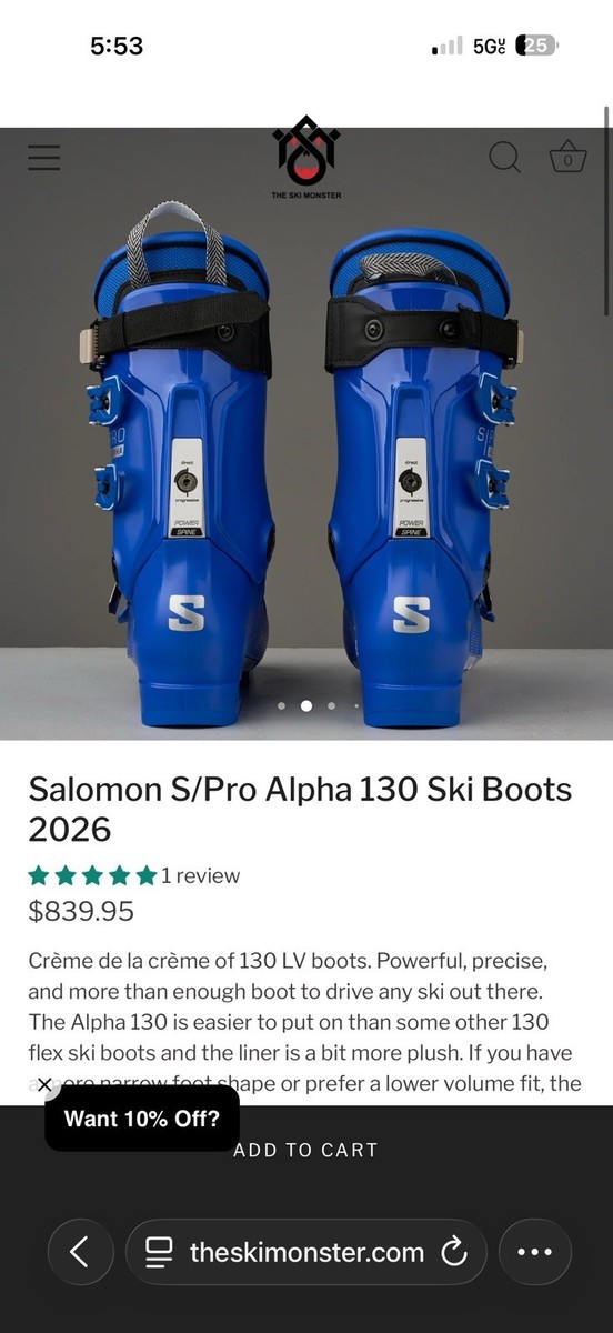 Salomon S/PRO Alpha 130 Ski Boots - Size 29/29.5 - Race Blue - New