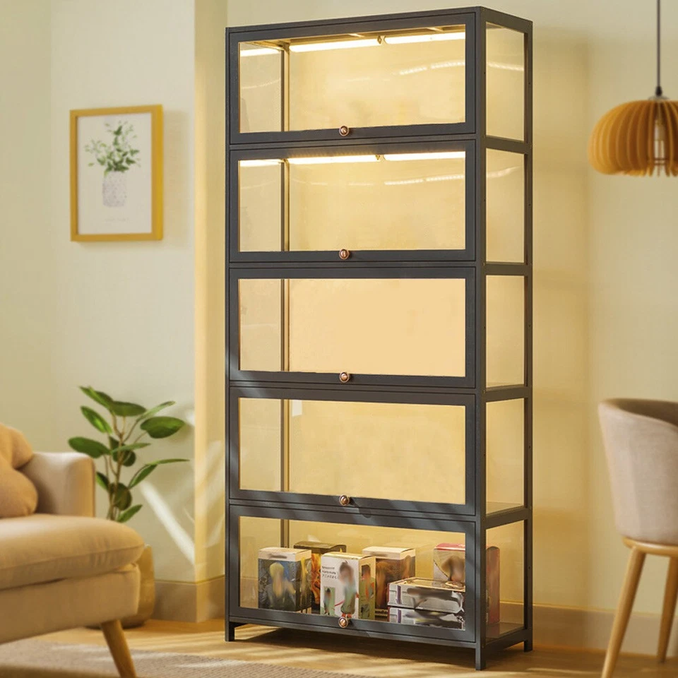 Gabinete de acrílico para el hogar de 3 niveles unidad de estante de exhibición estuche de almacenamiento de juguetes con puerta transparente EE. UU. Foto 3 de 4