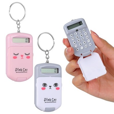 NUOBESTY 2Pcs Mini Calculator Keychain, Pocket Size 8-Digit Flip Cover with K...