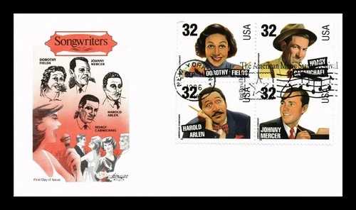 ARTMASTER US COVER FIRST DAY OF ISSUE PICTORIAL CANCEL BLOCK OF 4 SONGWRITERS