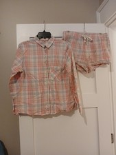 Victoria's Secret Women's Small Long Sleeved Pink Plaid Pajama Set With Shorts