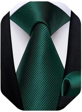Mens Solid Color Tie and Pocket Square Set Woven Silk Plain Necktie  Handkerchi