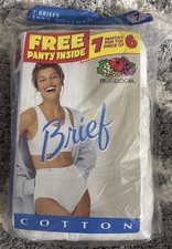 NOS 1999 Fruit of the LOOM 7 Pack White Women's Cotton Briefs Panties Sz 7