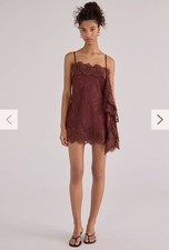 Light Before Dark Fleur Jacquard Satin Lace Trim Slip Mini Dress
