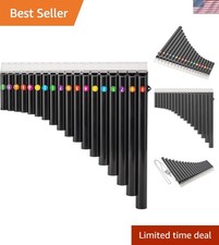 Polished Black 18 Pipes Pan Flute - Effortless Learning in C Key for Enthusiasts