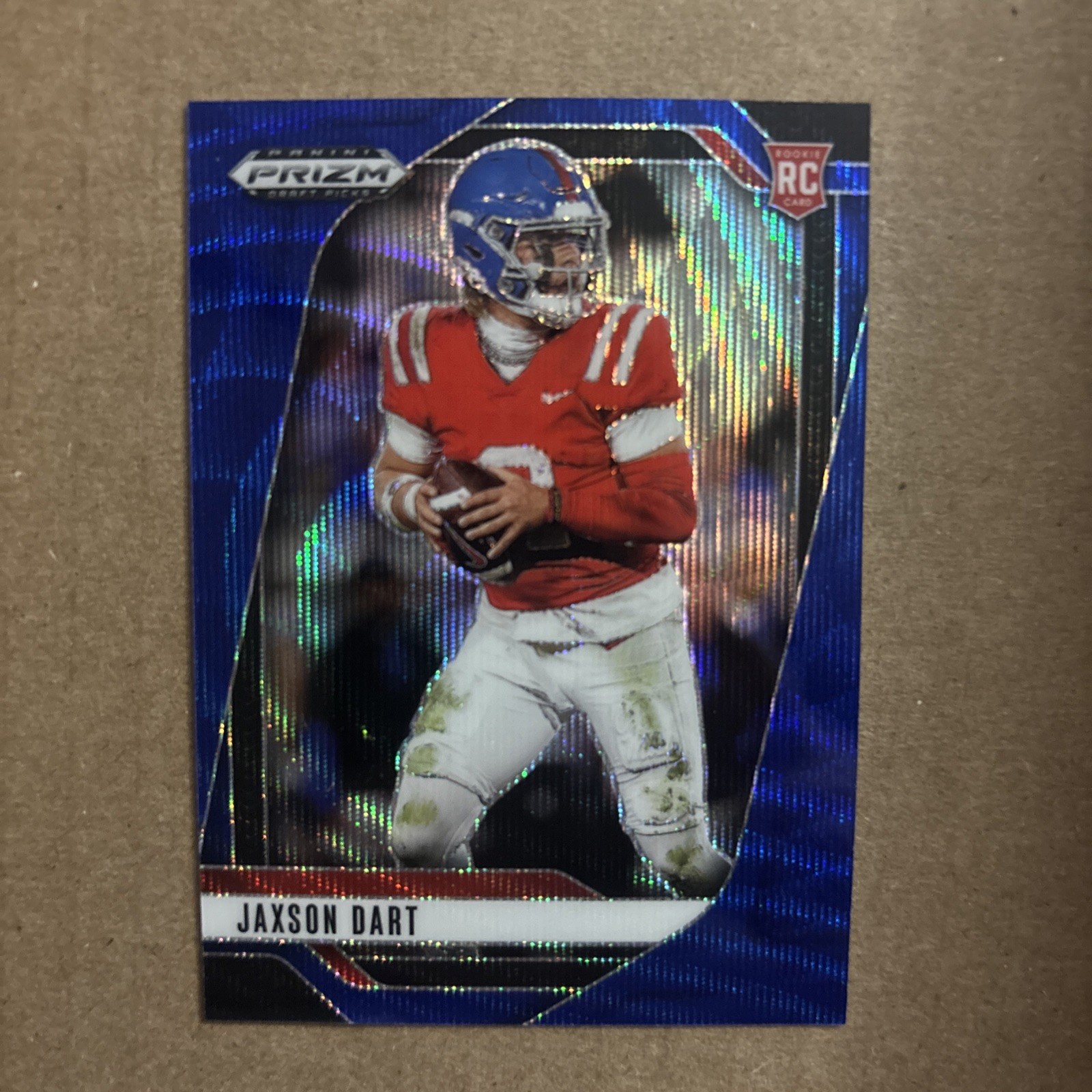 2025 Panini Prizm Draft Picks Jaxson Dart Blue Wave RC #’d 128/299 Giants #90