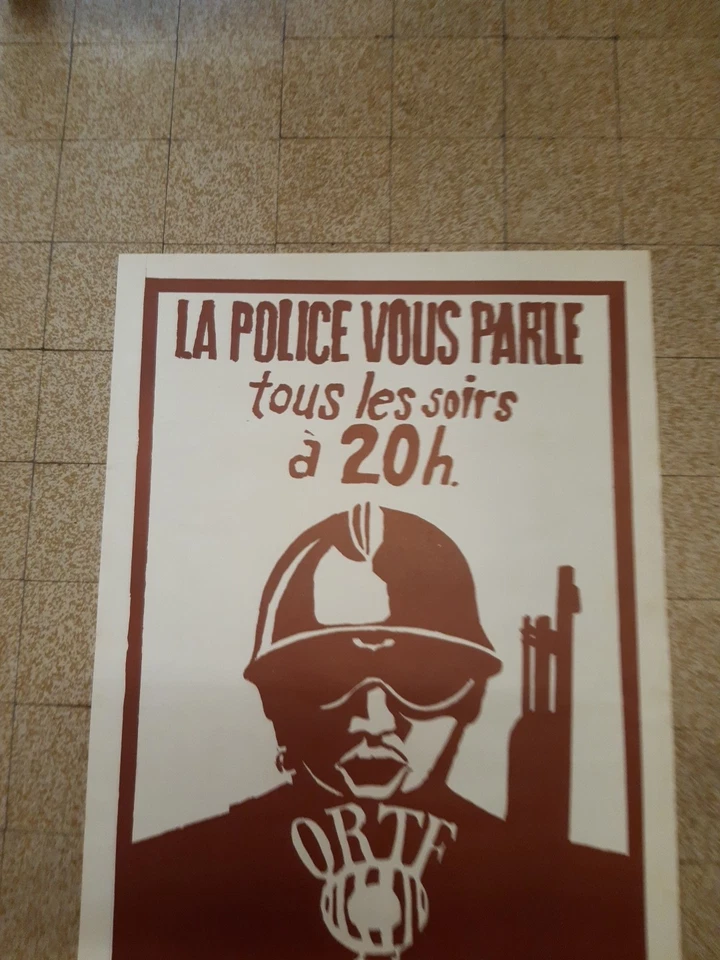 Affiche Lithographie originale mai 68 la police vous parle tous les soirs ORTF - Photo 3/3