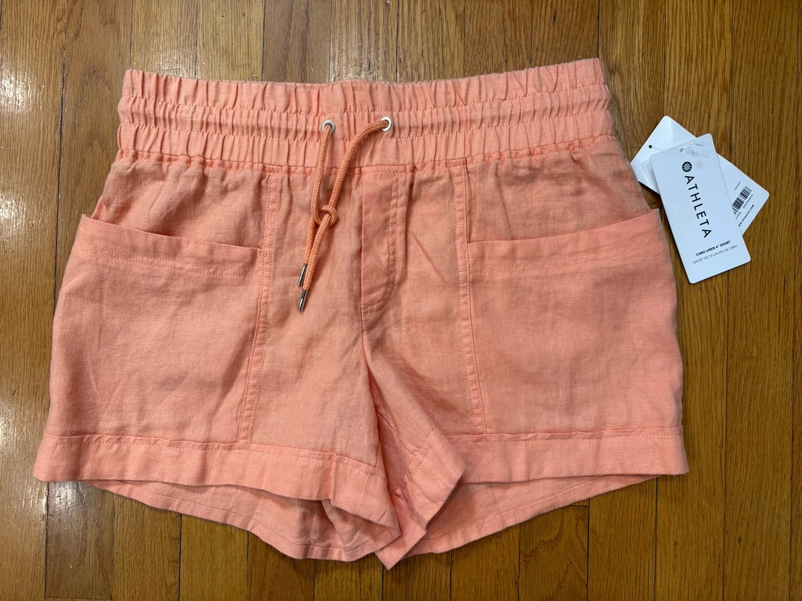 NWT Athleta Cabo linen 4” shorts peach Womens 8