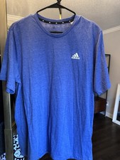 adidas AEROREADY Men's L Blue Short Sleeve Crew Neck Breathable Logo Tee