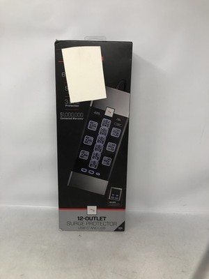 Rocketfish 12-Outlet 5,280 Joules Surge Protector with USB and USB-C Apartment