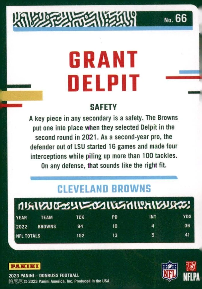 2023 Donruss #66 Grant Delpit - Image 2 of 2