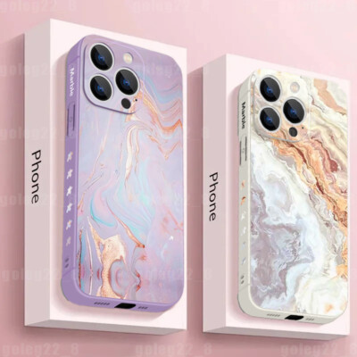 Marble For iPhone 16 15 14 13 12 Pro Max 11 XR Soft Shockproof Phone Case Cover