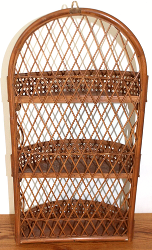 Estante de Pared Vintage Bambú Mimbre Ratán, 3 Estantes Semi Redondos, Baño Cocina - Imagen 5 de 5