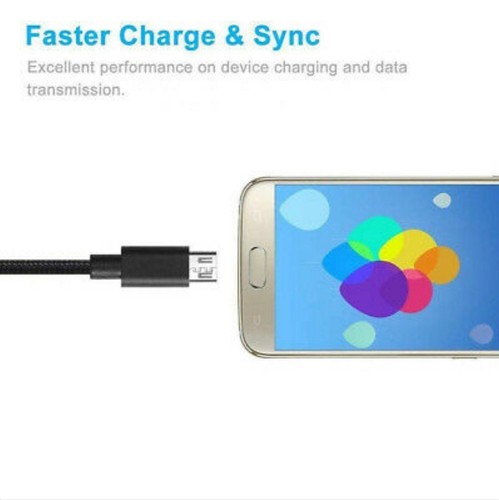 6ft 10ft Micro USB Charger Data Sync Cable Braided Cord forSamsung Android - Picture 7 of 19