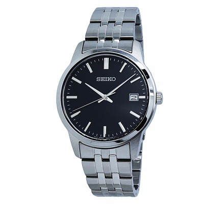 Seiko Essential Black Dial Stainless Steel Men's Watch SUR401 | eBay