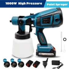 Cordless High Pressure Paint Sprayer Electric HVLP Spray Gun Kits w/2 Battery