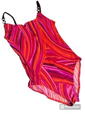 Vintage Beach Native One Piece Multicolor Swimsuit Size 12