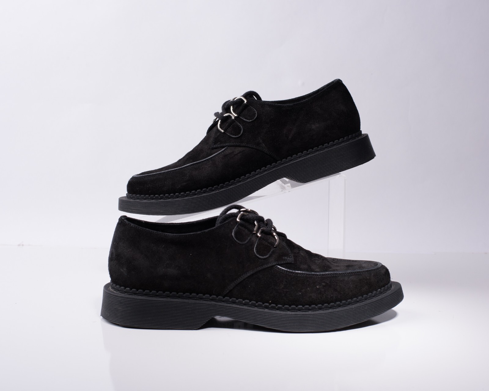 Scarpe stringate Yves Saint Laurent YSL donna orsacchiotto pelle scamosciata rampicanti nere EU 39 US 9