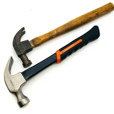 2 Pcs Claw Hammers, Hand Tools, Workshop Equipments, Wood and Black Handles