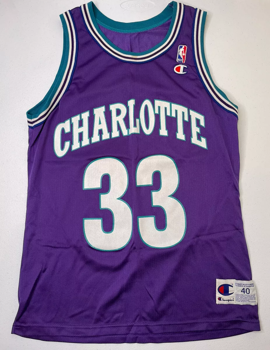 1995 CHARLOTTE HORNETS MOURNING #33 CHAMPION JERSEY (ALTERNATE) L