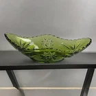 Green Glass Nut Pickle Bowl Banana Boat Star Crown Anchor Hocking