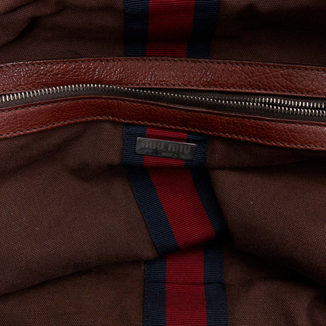 MIU MIU Vintage brown tumbled crinkled leather large travel MIU MIU Vintage brown tumbled crinkled leather large travel