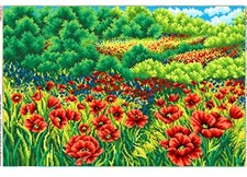 HOT NEW DIY Bead Embroidery Kit Needlepoint Beading Beadwork poppies