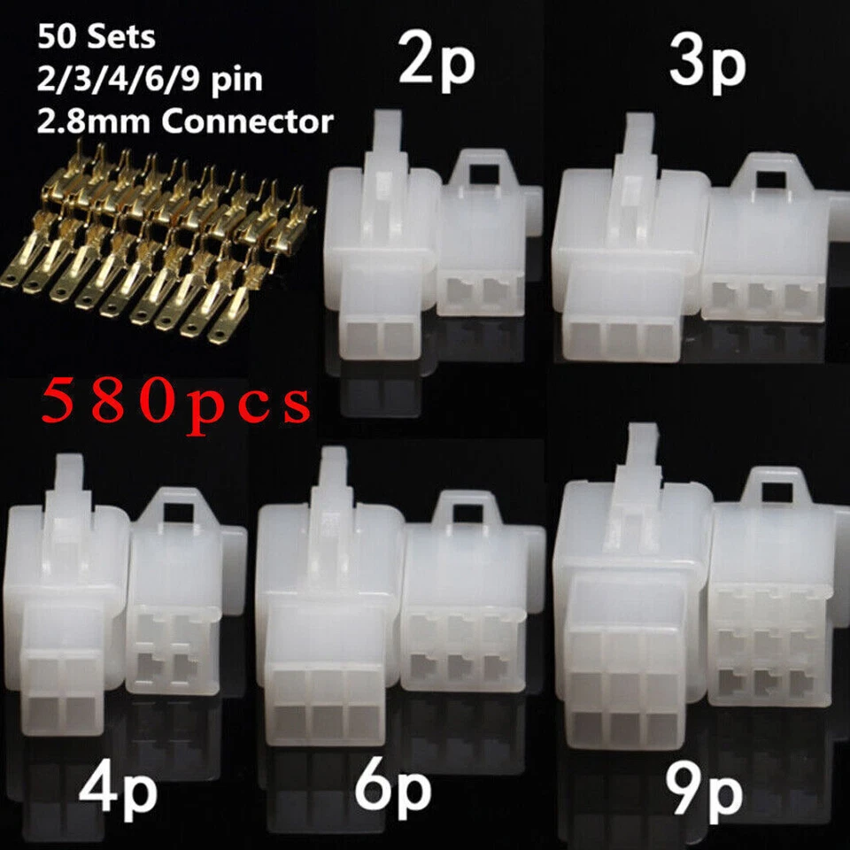 580Pcs Male Female Terminal + 2/3/4/6/9 Pin Housing Connector for Car Motorcycle - Image 3 of 4