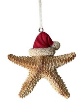 Christmas Starfish Ornament Santa Hat Starfish Beach Ocean Holiday Theme Gifts