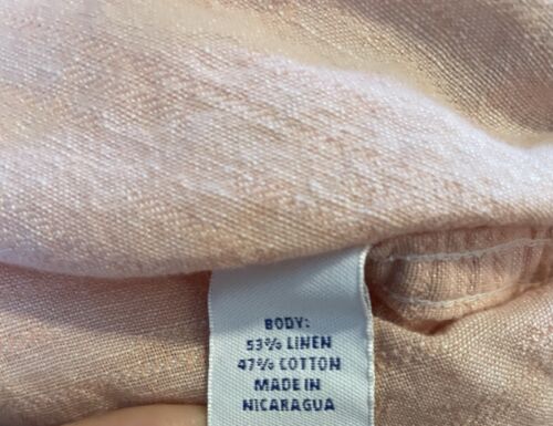 Caribbean Shirt Mens Adult Large Peach Heather Linen Blend Hawaiian Beach Mens - Picture 6 of 7