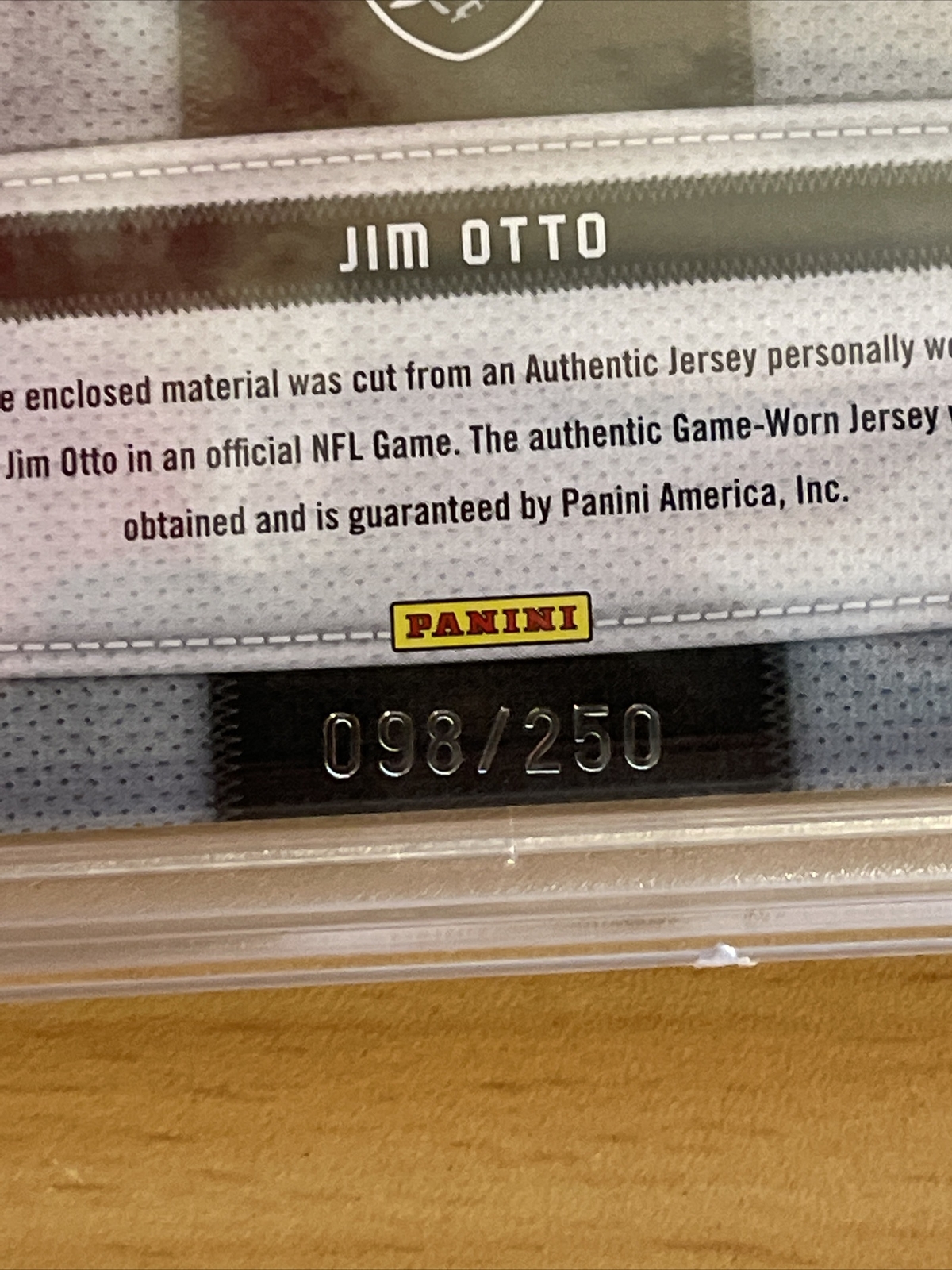 JIM OTTO SIGNED PANINI GAME WORN PATCH CARD NFL100 MRRAIDER 98/250PSA/DNA MINT 9 view 11