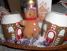 Gingerbread House Gift Basket Mugs Hot coco Cookies Ornament Candy Cane / ECT