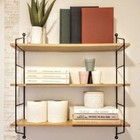 Vintage Wandregal Metall Holz Hängeregal Küchenregal Blumenregal Deko 3 Ablagen