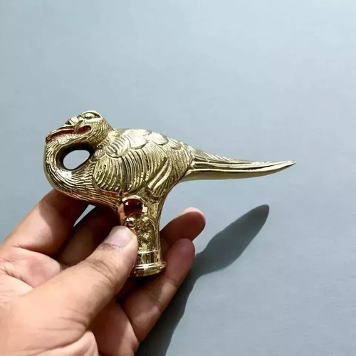 Antique Handle Hercule Poirot Swan Style Brass Walking Stick - Picture 5 of 5