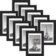 10-PK Picture Frames - 4x6 without Mat 3.5x5 with Mat for Wall Tabletop Display