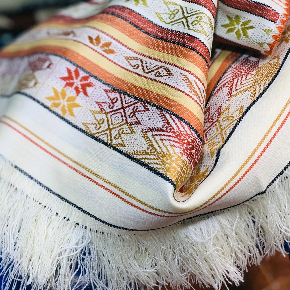 TABLECLOTH RECTANGLE COTTON THROW HANDMADE OTAVALO ANDEAN INCA 60"x80" 6-8 SEATS - Image 3 of 4