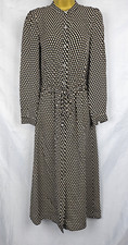 Michael Kors Maxi Dress Beige Black Small Polka Dots Button Down Belted Sheer