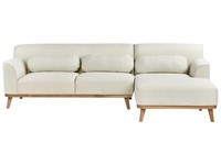 3-Sitzer Ecksofa L-FöRmig Creme Weiß Mit Chaiselongue Links Mehrere Kissen Simos
