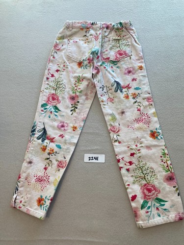 Studio F Girl Pants Girls Size 10 Pink Floral Elastic Waist Button Regular Fit - Picture 11 of 11