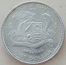 1969 Anguilla Silver 1 Dollar Coin