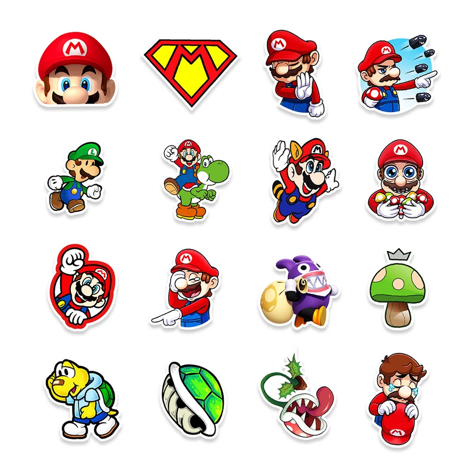 50 peças adesivos de vinil à prova d'água Nintendo Super Mario bagagem telefone laptop geladeira - Imagem 4 de 4